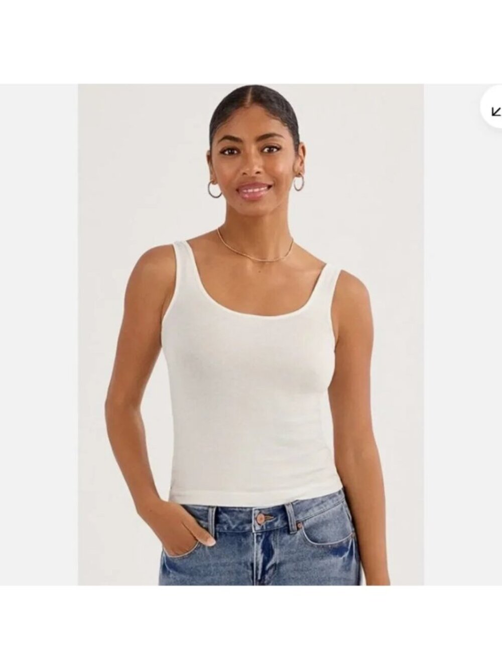 CABI Charm Tank Top White Sz L #6746 EUC